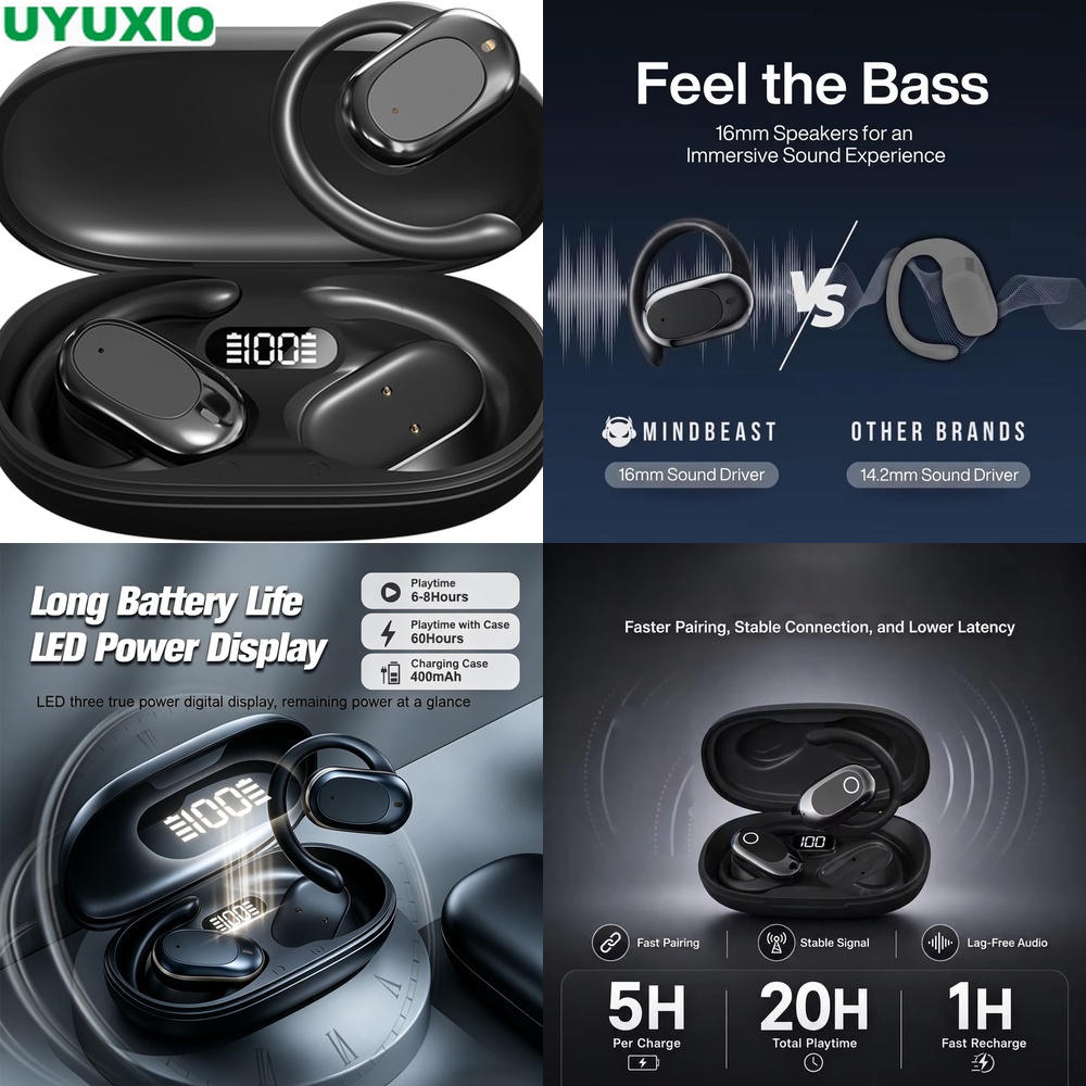Bone Conduction Running Headphones - Open-ear hoofdtelefoons en draadloze oordopjes met