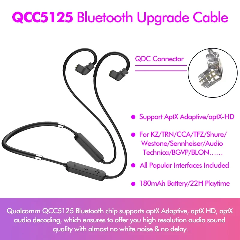 Type C Wired Earphones With Mic - Qualcomm QCC5125 Bluetooth 5.0 HiFi In-Ear-hoofdtelefoon