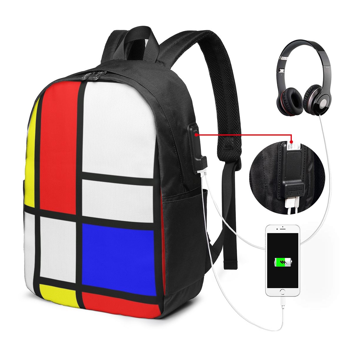 Laptops - Piet Mondriaan Compositie Rugzak Reisnotebooktas Computer