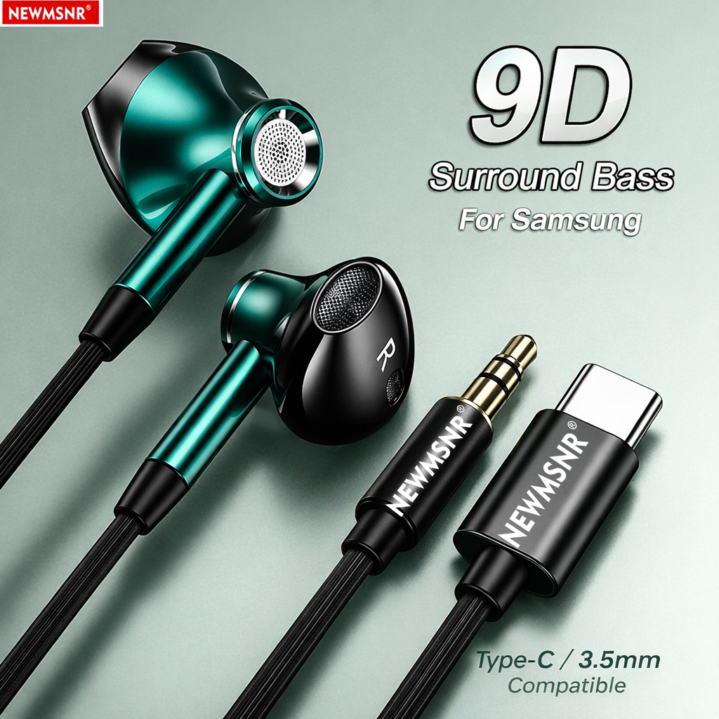 Type C Wired Earphones With Mic - 9D Surround Bass Type C &