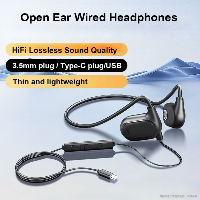 Open Ear Air Conduction Headphones - Bekabelde open oortelefoon 3,5 mm /