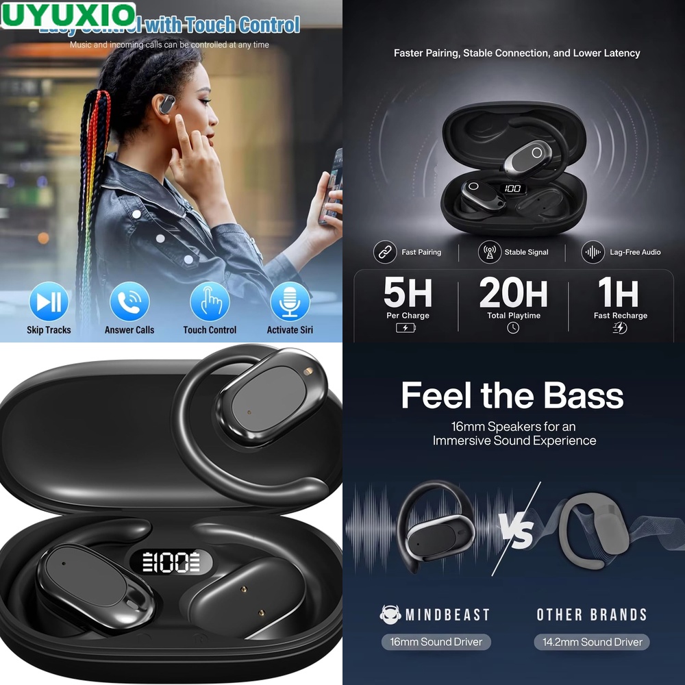 Bone Conduction Running Headphones - Open-ear hoofdtelefoons en draadloze oortelefoons met