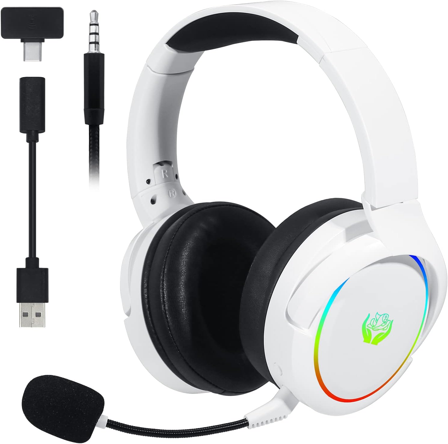 Gaming Headset With Mic Rgb - HUO JI 2.4G/Bluetooth draadloze gamingheadset met