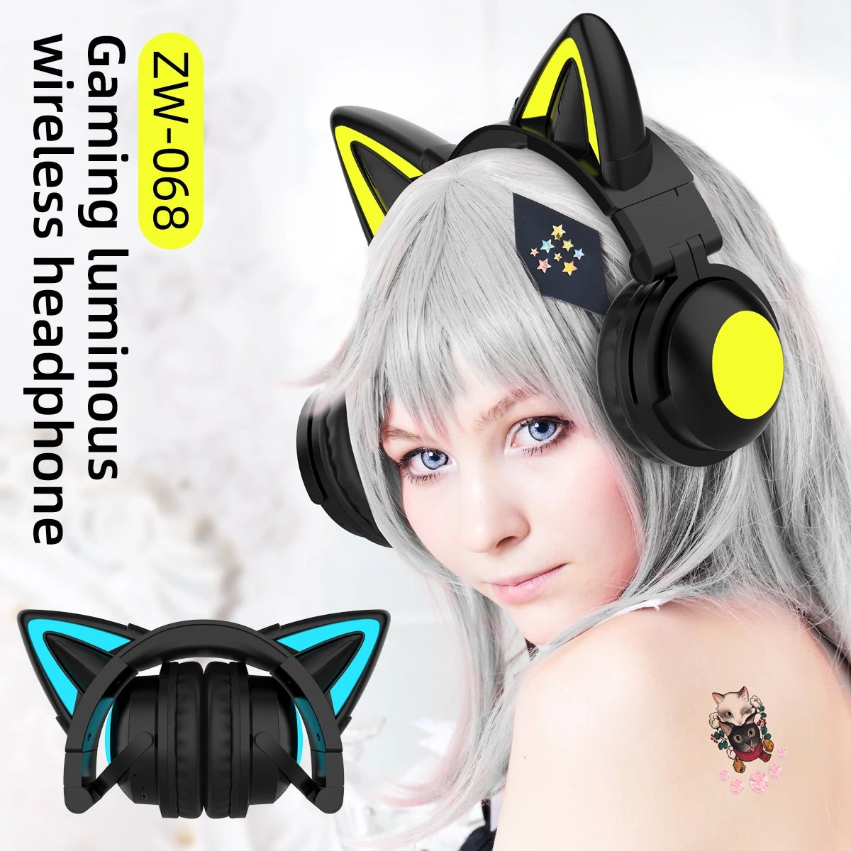 Cat Ear Bluetooth Headset Led - ZW068 Bluetooth-hoofdtelefoon LED-licht Cat Ears Headset
