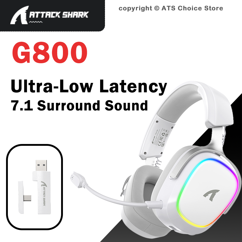 Gaming Headset With Mic Rgb - ATTACK SHARK G800 Draadloze Gaming Headset