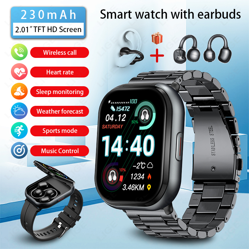 Tws Earbuds Bluetooth 5.3 - LUIK TWS Smart Horloge Mannen 2.01