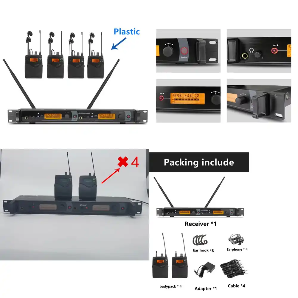 In Ear Monitors For Singers - 572-603MHz 2050EX Dubbele Zender 4 Ontvanger