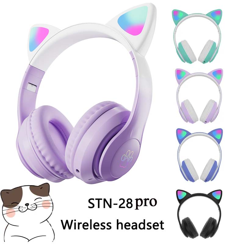 Nieuwste STN-28 Draadloze Head - Cat Ear Bluetooth Headset Led recensie en prijs