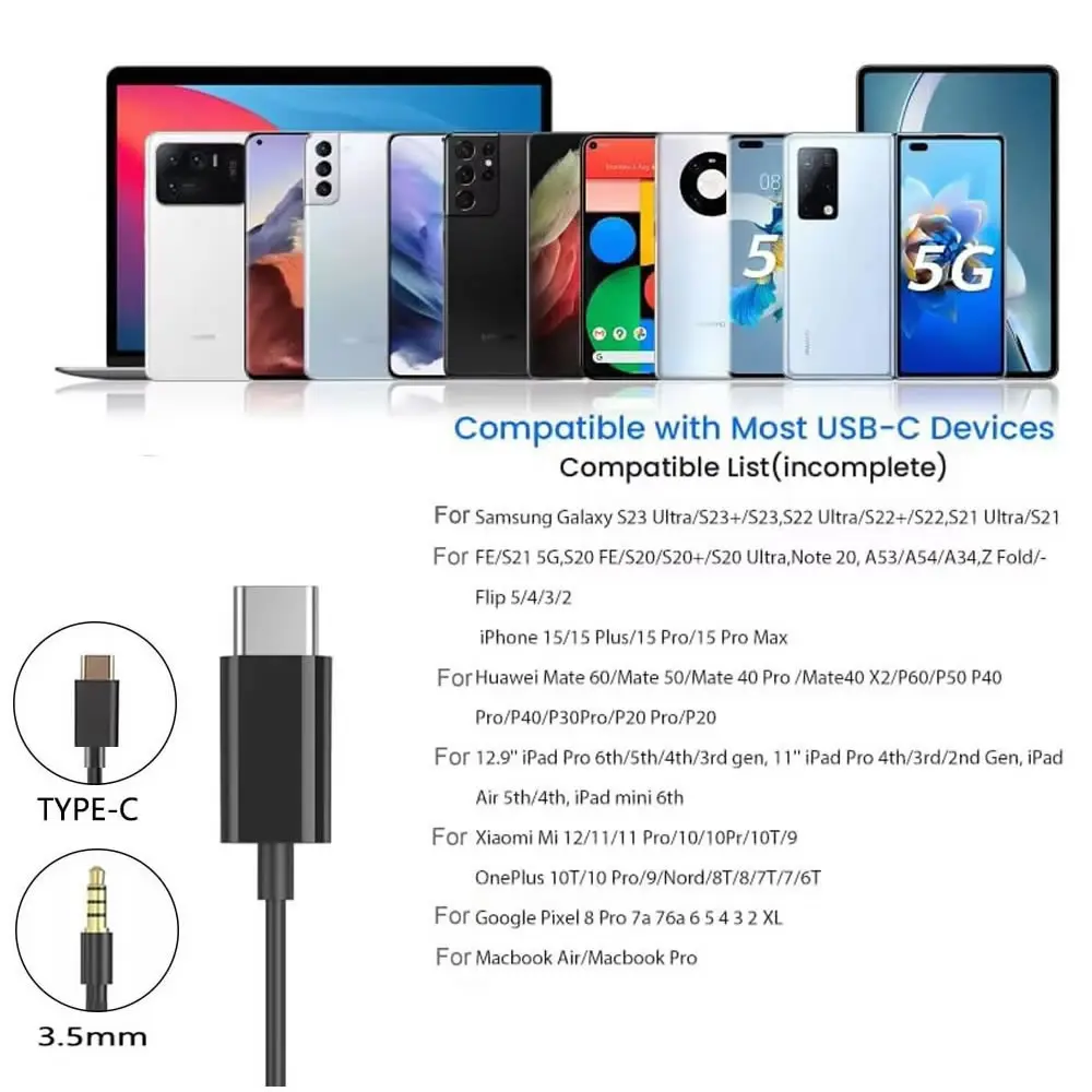 USB C Enkelzijdige hoofdtelefo - Type C Wired Earphones With Mic recensie en prijs