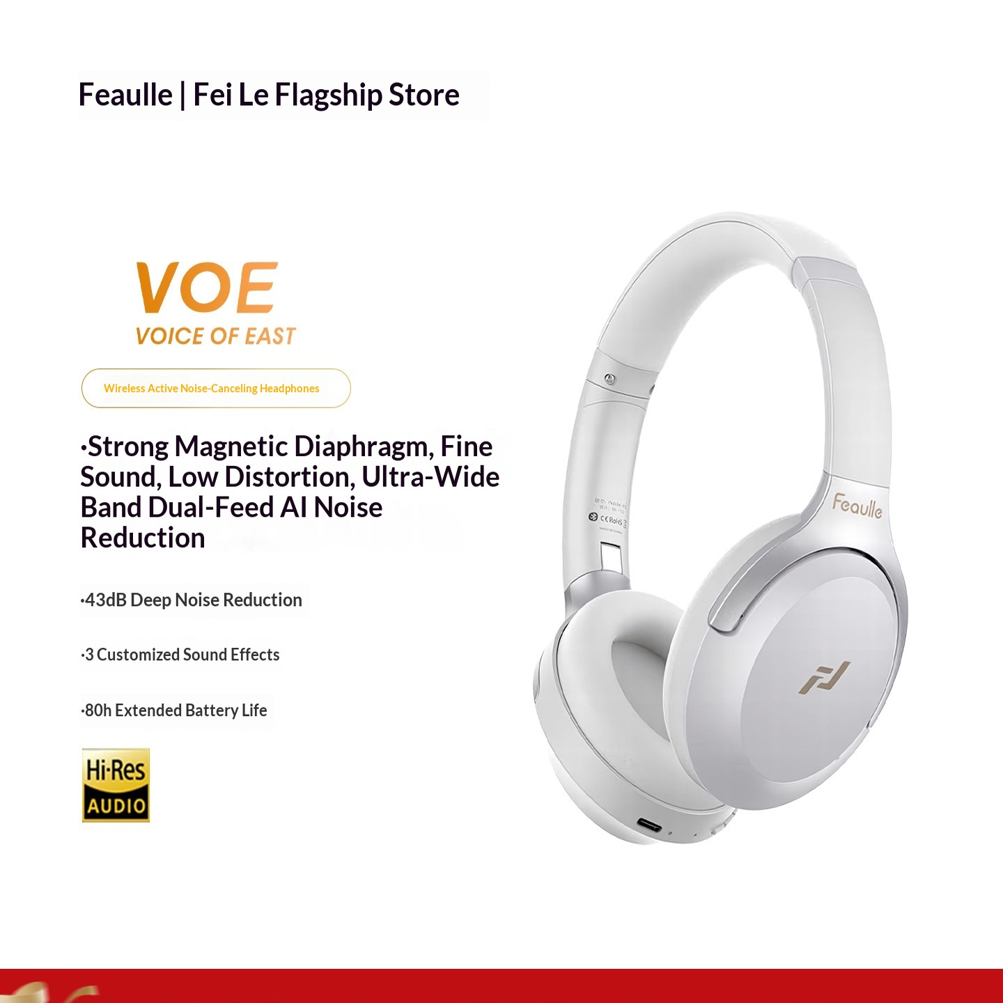 Feaulle VOE Draadloze Bluetoot - Anc Wireless Over Ear Headphones recensie en prijs