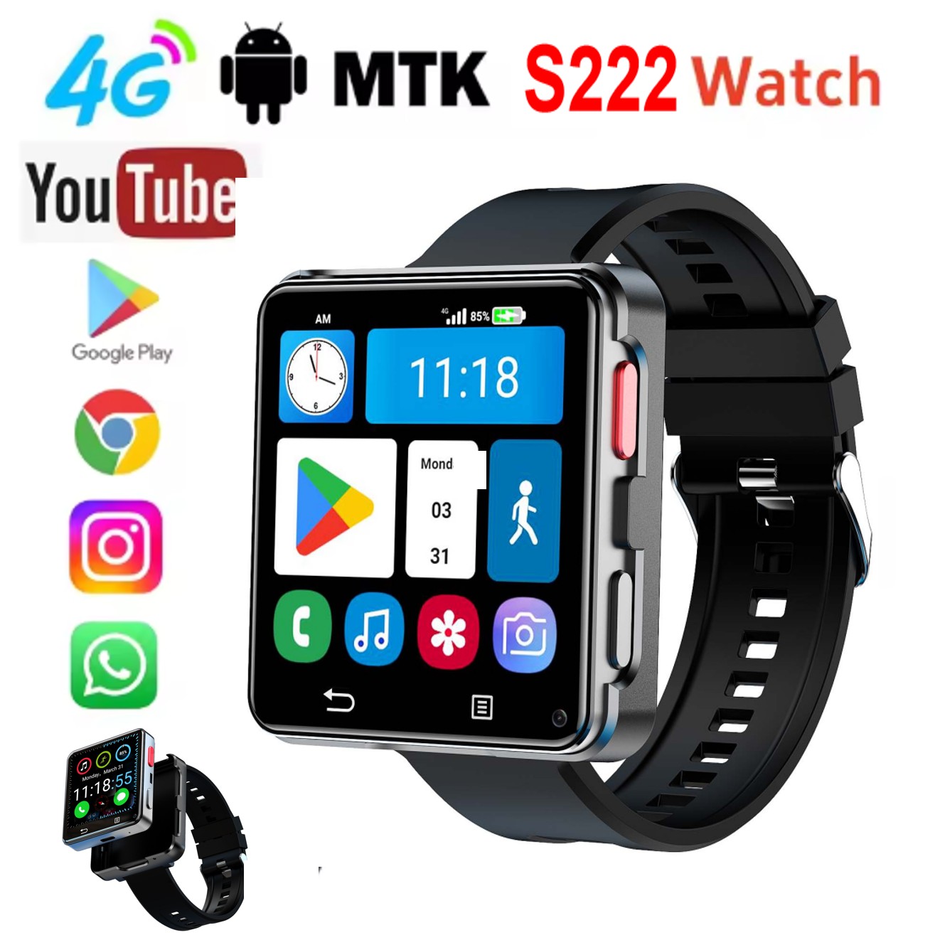 S222 Smartwatch 4G SIM-kaart 4 - Smartwatches recensie en prijs