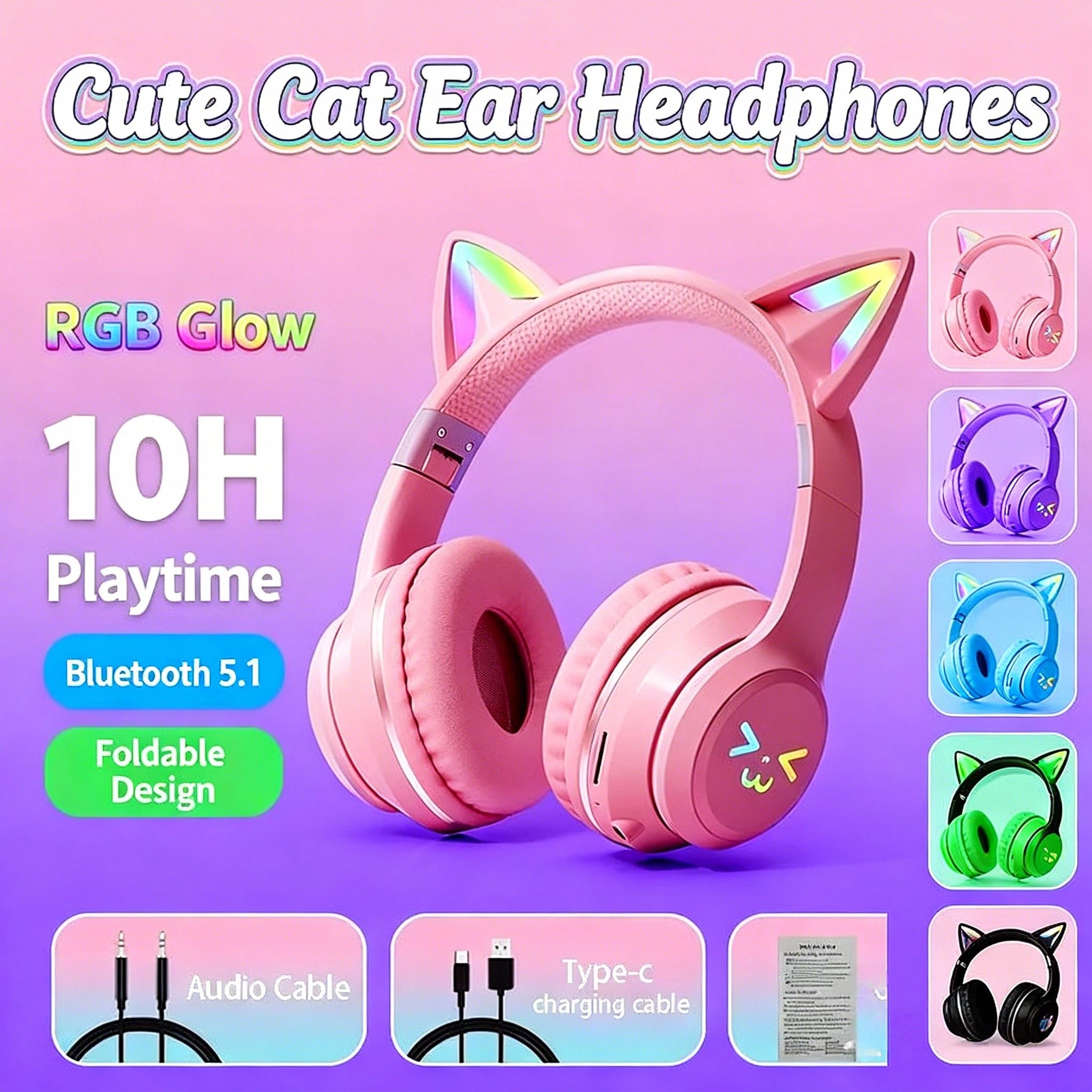 2026 Nieuwe RGB Kattenoren Blu - Gaming Headset With Mic Rgb recensie en prijs