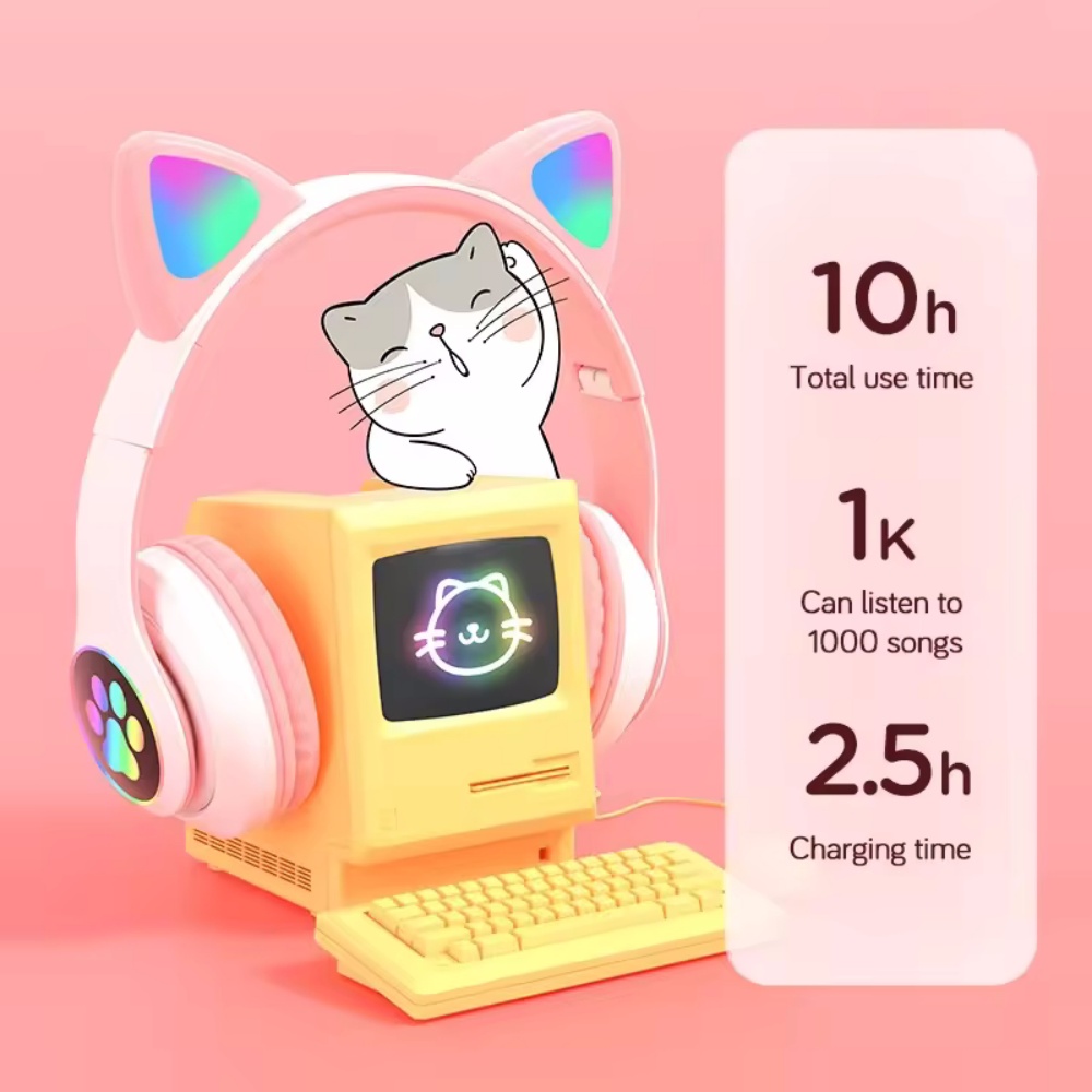 Leuke draadloze hoofdtelefoon  - Cat Ear Bluetooth Headset Led recensie en prijs
