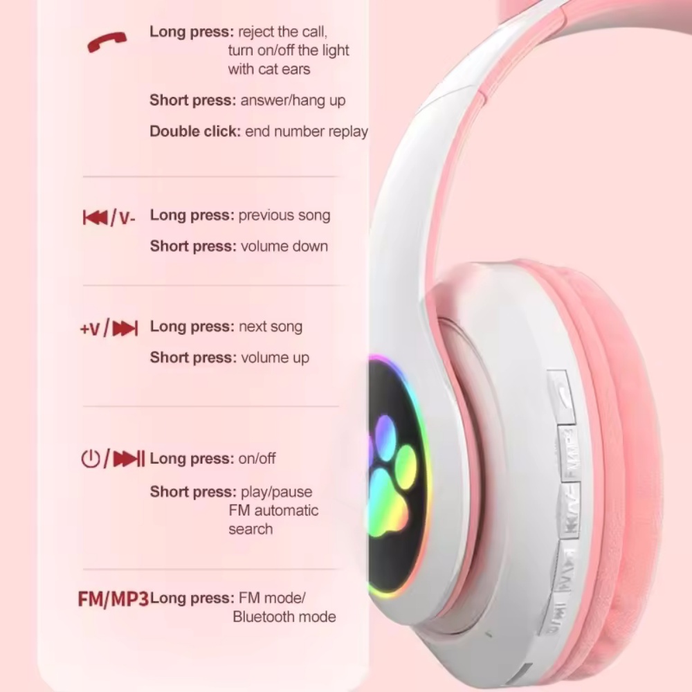 Leuke draadloze hoofdtelefoon  - Cat Ear Bluetooth Headset Led recensie en prijs