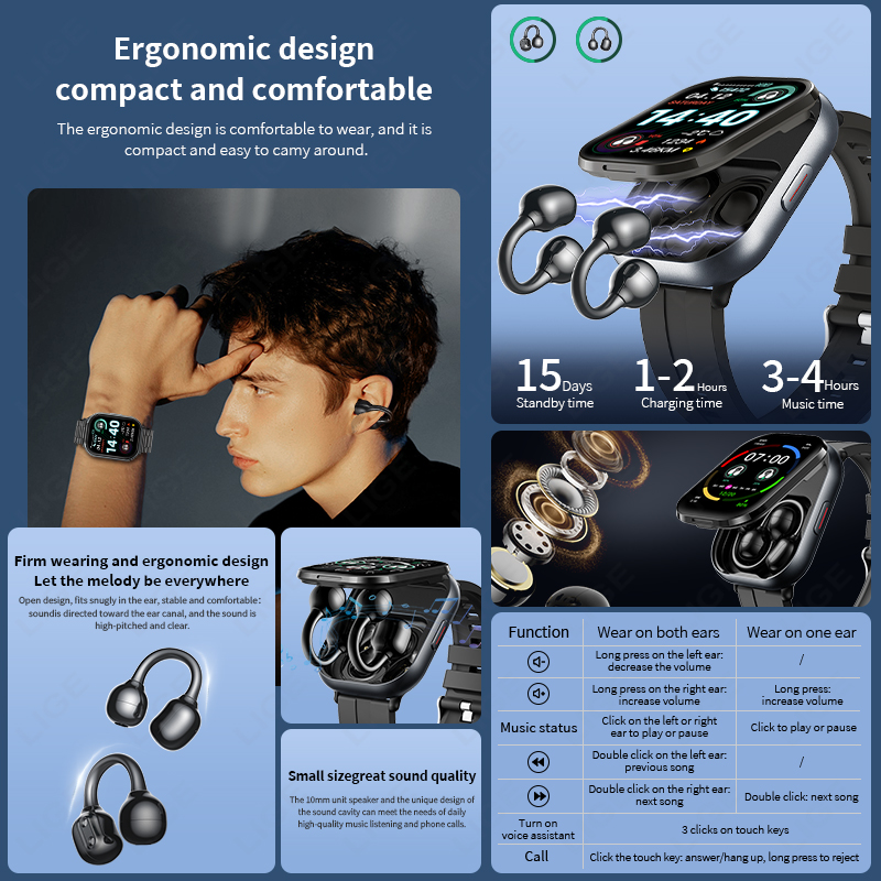 LUIK TWS Smart Horloge Mannen  - Tws Earbuds Bluetooth 5.3 recensie en prijs